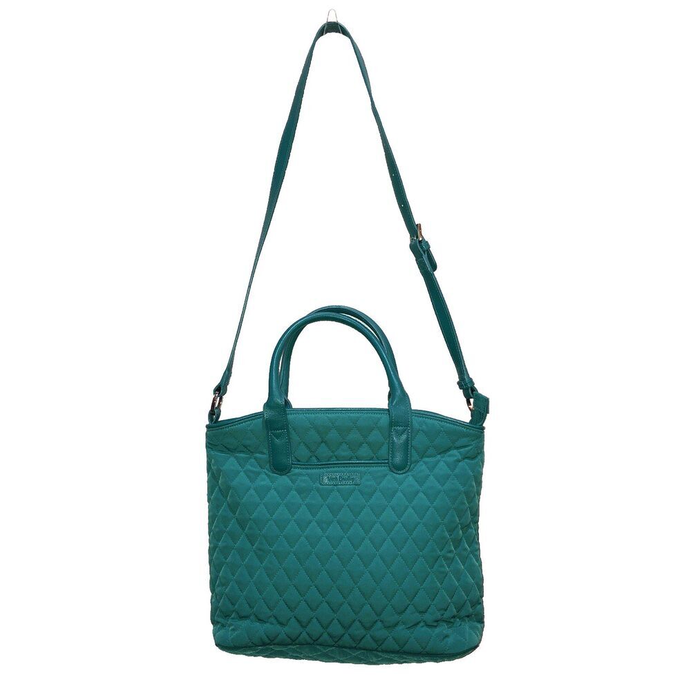 Vera Bradley Casual Satchel Forever Green Microfiber Turquoise Leather Trim Bag